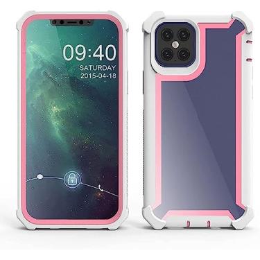 Imagem de IRJFP Capa de telefone para iPhone 14/14 Pro/14 Plus/14 Pro Max, capa armadura com tela de vidro temperado, proteção flutuante à prova de água, capa à prova de choque de silicone (cor: branco, tamanho: 14 6,1'')