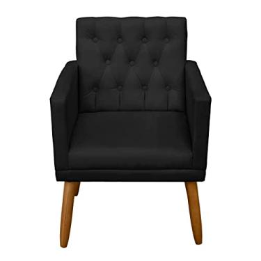 Imagem de Poltrona MOBLAN Decortaiva para sala de Estar Moderna em Destaque Estofada Poltronas para Sala de Leitura manicure em Tecido Cadeira Individual resistente e Pernas de Madeira (1, Preto)