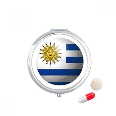 Imagem de Porta-comprimidos, bolso com bandeira nacional do Uruguai de futebol, viagem, porta-comprimidos, dispensador de medicamentos, presente espelhado