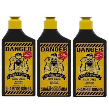 Imagem de Kit - 3 Shampoo Danger Para Barba E Cabelo 250 Ml - Barba Forte