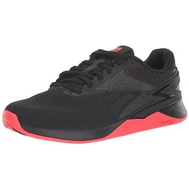 Imagem de Reebok Tênis de treinamento unissex Nano X3, Preto/cereja neon, 35/36 BR