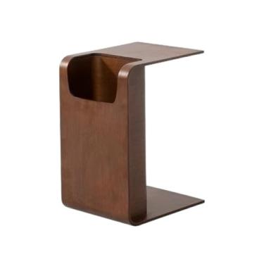 Imagem de WAOCEO Mesas de canto de madeira em forma de C sofá lateral várias, mini mesa de canto móvel, mesa pequena simples quarto mesa de cabeceira mesas laterais quarto (cor: B)