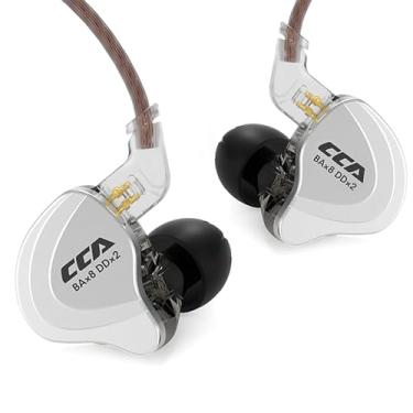 Imagem de CCA Fone de ouvido C10 intra-auricular 10 drivers híbridos com fio 4BA 1DD HiFi IEM fones de ouvido estéreo com isolamento de ruído com cabo destacável para músicos, cantores, audiófilos (preto, sem