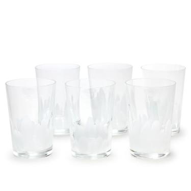 Imagem de Conjunto com 6 Copos Multicor Branco Leitoso Murano Cristais Cadoro