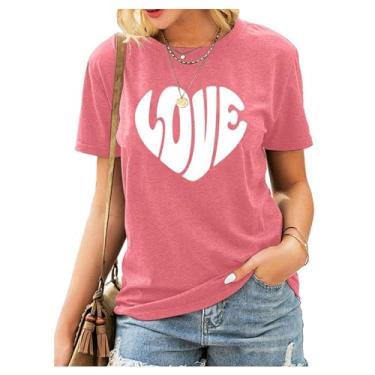 Imagem de Camiseta Feminina Camiseta Do Dia Do Dia Do Dia Dos Namorados Carta De Amor Tripulação De Pescoço