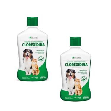 Imagem de 2 Shampoos Clorexidina Kelldrin de 500ml cada - Total 1L. Antiquedas, antisséptico e antisseborreico - Clareador e Ajuda a tratar e previnir dermatites