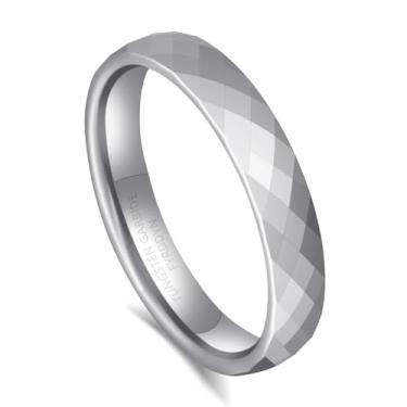 Imagem de Fyrddyn Anel de compromisso para casal 4 mm preto/prata/ouro/ouro rosa aliança de casamento de tungstênio multifacetada para homens e mulheres, 8.5, Metal, Sem pedras preciosas