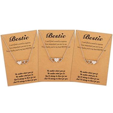 Imagem de Colares de melhor amigo para 2/3/4/5 colar de irmã para meninas presentes de amizade colares combinando coração colar bff presentes para amigas irmãs, Cobre, outro