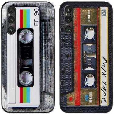Imagem de 2 peças de fita cassete retrô impressa TPU gel silicone capa de telefone traseira para Sony Xperia Series (Sony Xperia 1 V)