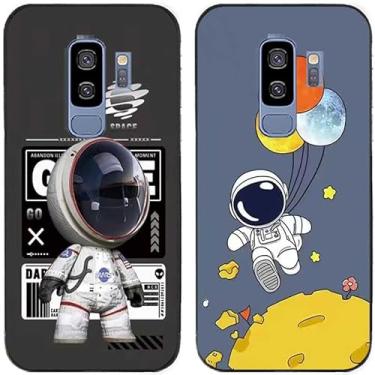 Imagem de 2 peças fashion astronauta impresso TPU gel silicone capa de telefone traseira para Samsung Galaxy todas as séries (Galaxy S9 Plus / S9+)