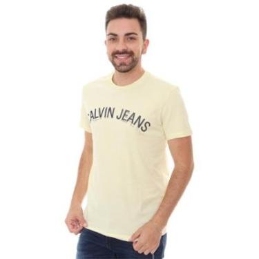 Imagem de Camiseta Calvin Klein Jeans Masculina Shadow Points Amarela-Masculino