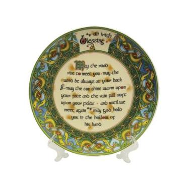 Imagem de Royal Tara Bone China Blessing Plate Old Irish Celta Manuscritos Cerâmica Utensílios de Cozinha Lembrança Presente de Abertura de Casa Diâmetro 20 cm