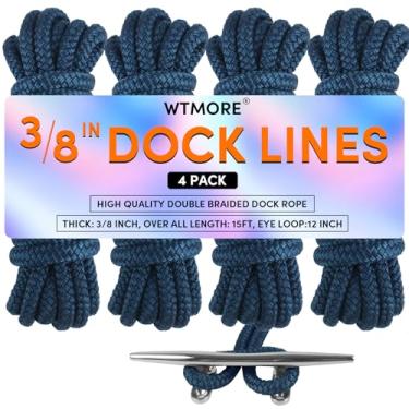 Imagem de Linhas de doca cordas de barco para ancoragem de 9,5 cm x 38 cm de amarração trançada dupla linhas de barco de corda marinha para ancoragem, linhas de doca para barcos com laço, linhas de barco de
