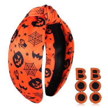 Imagem de YAHPERN Faixa de cabeça de Halloween feminina, acessórios de Halloween, fantasma assustador, abóbora, doce, milho, nó gótico, faixas de cabeça, roupas de Halloween, presentes de festa de fim de ano