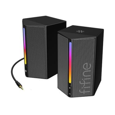 Imagem de FIFINE Alto-falantes para computador, alto-falantes RGB para PC desktop, para jogos alimentados por USB com conector de 3,5 mm para laptop, monitor, telefone, tablet - A20