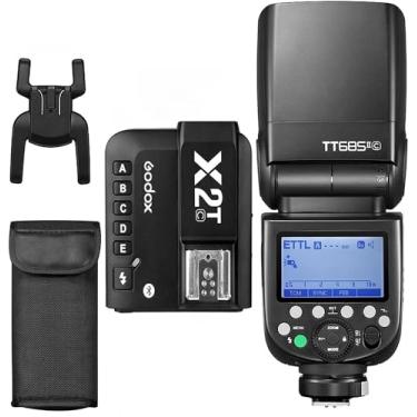 Imagem de Godox Flash Speedlight TT685IIC com disparador de flash GODOX X2T-C - GN60, rotação estendida, função TCM, sapata de bloqueio rápido, TTL, HSS e sistema X sem fio 2.4G - compatível com câmeras Canon