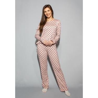 Imagem de Pijama Hygge Homewear Malha Modal Rosa Xadrez Longo  feminino