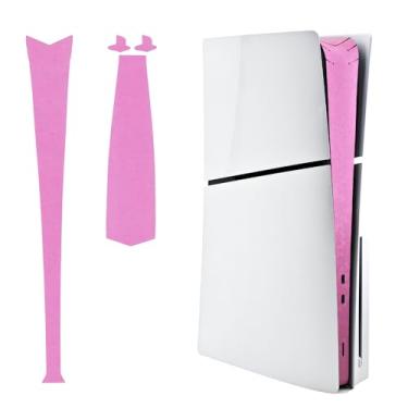Imagem de Luck&Link Adesivo Skin para PS5 Slim Console Center Part Protection Texture Sticker, para PS5 Silm Digital Edition e Disc Edition Host Middle Strip Texture Skin Scratch (Honeycomb-Pink)