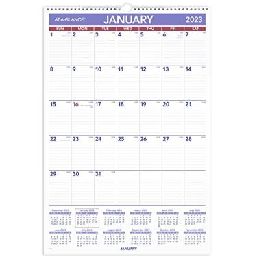 Imagem de AT-A-GLANCE Calendário de parede 2023, 38 x 56 cm, grande, encadernado em espiral, mensal (PM328), azul