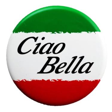 Imagem de Botão de metal Itália Ciao Bella – da coleção de produtos Italian Pride na PSILoveItaly - FBA (1)