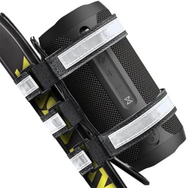 Imagem de Neasroe Suporte de alto-falante portátil refletivo compatível com trilhos de carrinho de golfe, motocicleta, quadriciclo, guidão, alça ajustável para a maioria dos alto-falantes sem fio Bluetooth para