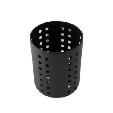 Imagem de Porta Talheres Preto Escorredor Redondo Vazado Porta Utensílios em Aço Inoxidável Suporte de Talheres Resistente Uso Doméstico Cozinha Casa Escritório Aparência Moderna Elegante 9,7x9,7x12,6cm MELLUZ