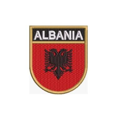 Imagem de BP0221E-001 Bandeira Albania Patch Bordado 6,8×8,0cm (D) Matriz Para Bordar)