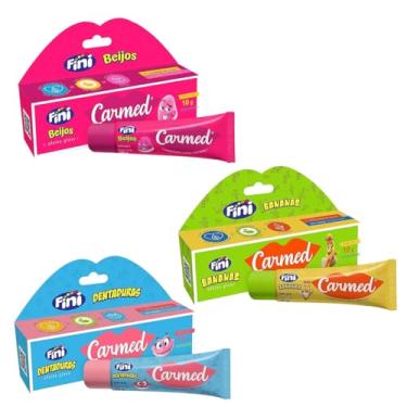 Imagem de Kit 3 Hidratante Labial Carmed Fini: Beijos/Dentadura/Banana - Hidratante e Reparador de Lábios