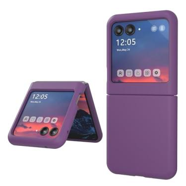 Imagem de E Segoi Capa para Moto Razr Plus 2023, capa de borracha gel de silicone líquido, forro de tecido de microfibra macio, almofada compatível com Motorola Razr+Plus 2023 / Razr 40 Ultra (Amethyst, Moto