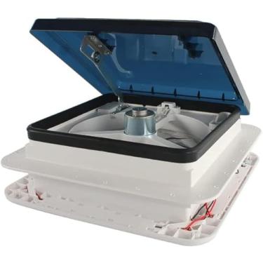 Imagem de Ventilador de ventilação para telhado de rv, trailer, trailer, trailer, ventilação, exaustão, clarabóia, tamanho do furo 28cm * 28cm, azul, sem luz led