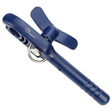 Imagem de Abridor de latas manual de vinho e abridor de latas profissional 4 em 1 mantém bordas lisas. Com um saca-rolhas dobrado na alavanca. Melhor gadget para uso na cozinha (azul)