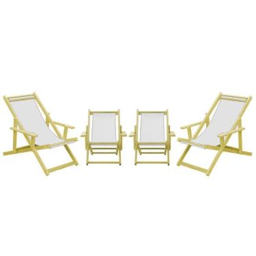 Imagem de Kit 4 Espreguiçadeiras 2 Adulto E 2 Infantil-branco