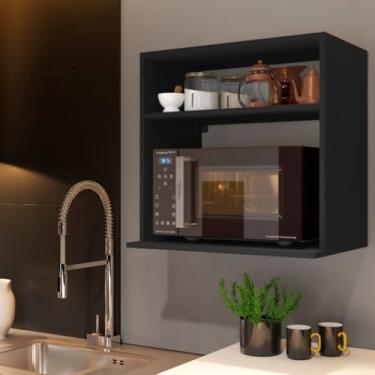 Imagem de Suporte Duplo Aéreo Para Micro-ondas Suspenso Cor Preto