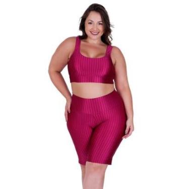 Imagem de Conjunto Fitness Plus Size Top com Bojo Removível e Bermuda Cintura Alta 3D Adulto Feminino Bruna-Feminino