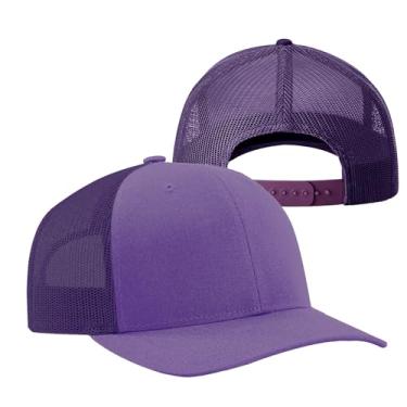 Imagem de TZ Promise Boné de caminhoneiro de algodão liso masculino e feminino com costas de malha respirável, boné de beisebol snapback, Roxa, Tamanho Único