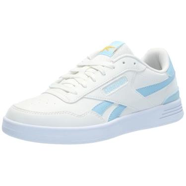 Imagem de Reebok Tênis feminino Court Advance Clip, Giz/azul macio/ouro feroz, 9