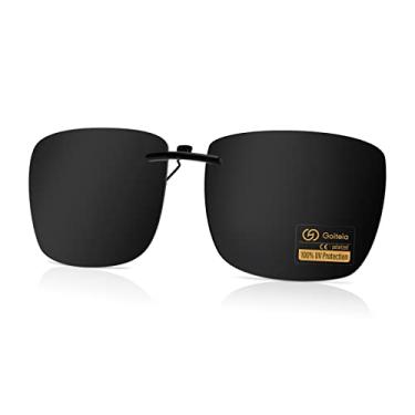 Imagem de Goiteia Óculos de sol preto polarizado clip-on, design quadrado leve sobre óculos de grau, não dobra, ajuste compacto (60 x 47 mm), Cat4 Super Black (para pessoas sensíveis à luz), 60*47mm