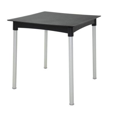 Imagem de Mesa Tramontina Laura Rattan Em Polipropileno Preto Com Pernas De Aluminio Anodizado
