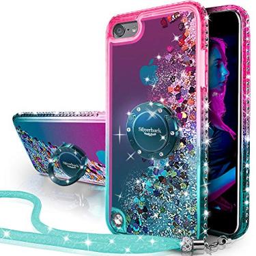 Imagem de Silverback Capa para iPod Touch 7, capa para iPod Touch 6, capa para iPod Touch 5, capa com glitter holográfico líquido em movimento com suporte, capa de diamante brilhante para Apple iPod Touch 6ª/5ª