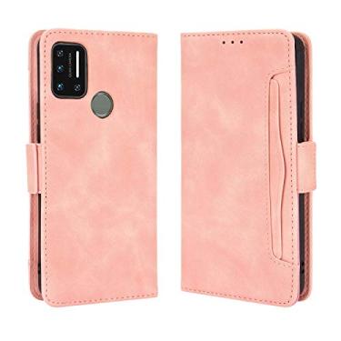 Imagem de Capa com compartimento para cartão para UMIDIGI A7, capa flip de couro para UMIDIGI A7, capa magnética retrô para celular, capa carteira com compartimentos para cartões