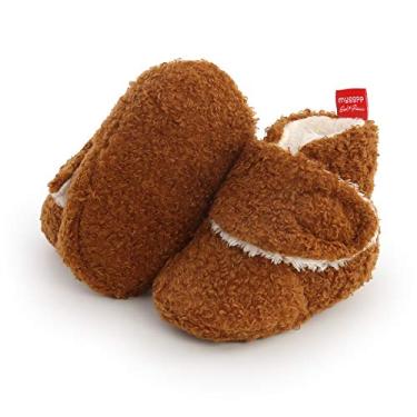 Imagem de Ohwawadi Pantufas Infantis Meninas Meninos Botas Meias Bebês Bebês Bebês Recém-Nascidos Sapatos de Berço Calçados de Bebê Pré-Caminhantes, M1982 Brown, 12-18 Months Toddler