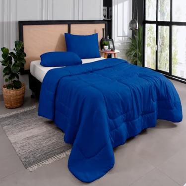 Imagem de Kit Edredom Casal Queen 3 Peças Margarida Cama Box Cor:Azul