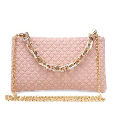 Imagem de Bolsa Feminina Luxo Quadrada Nude Barato Bolsinha Alça Corrente Lançam