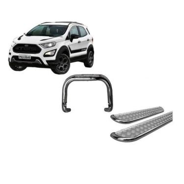Imagem de Kit Quebra Mato Estribo Chapa de Aço EcoSport 13/2020 Cromado - HOZZ