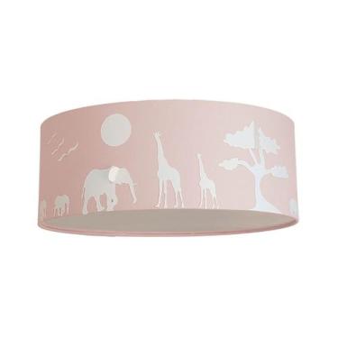 Imagem de Luminária Plafon Safari Savana Cúpula Tecido 40x15cm SKU 5838 - Tom Lu