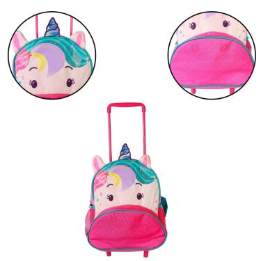 Imagem de Mochila de Unicórnio Escolar Infantil Com Rodinhas Colorida