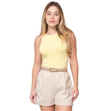 Imagem de Regata Feminina Alça Larga de Viscose - Maranne, Amarelo, M
