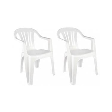 Imagem de Kit com 2 Cadeira De Plástico Bela Vista Branca - Com Braço - Mor