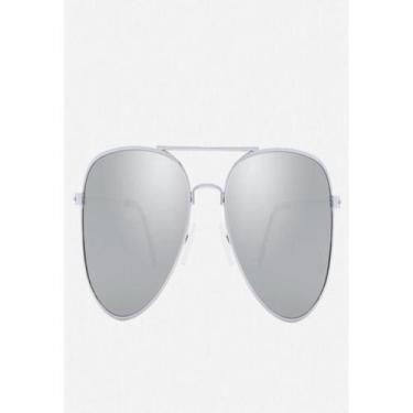 Imagem de Óculos De Sol Uva Aviador Prata Espelhado Prata - Shark Óculos