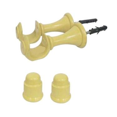Imagem de Kit 2 Suporte Para Varão Cortina Com Ponteira 28Mm Marfim - Geral
